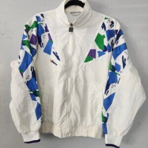 Vintage Retro World Cup 90s Era Zip Up White Windbreaker Large